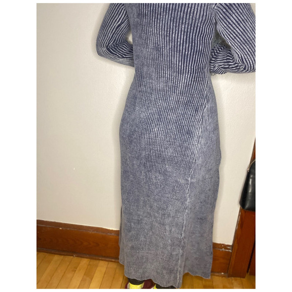 VINTAGE Blue ribbed Penny Lane Fuzzy Y2K Coat Medium - Picture 6 of 10